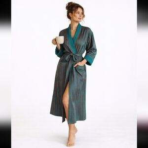 Vintage Victoria’s Secret Gold Label Robe, 90s Striped Lounge Robe | Green & Red